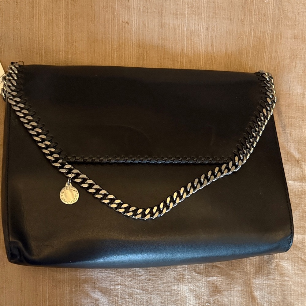 Stella McCartney Black Shoulder Bag with Silver Chain
